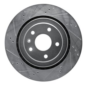 Chevrolet Corvette Brake Rotor (1) - Rear Left - R1 Concepts - Drilled & Slotted - Silver - `14-`19